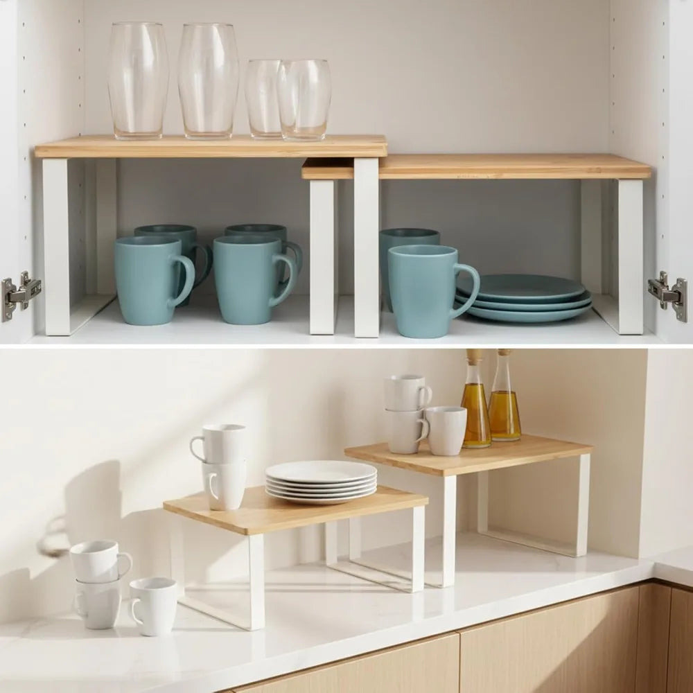Expandable 2 Tier Kitchen Spice Rack Countertop Organizer Shelf Storage