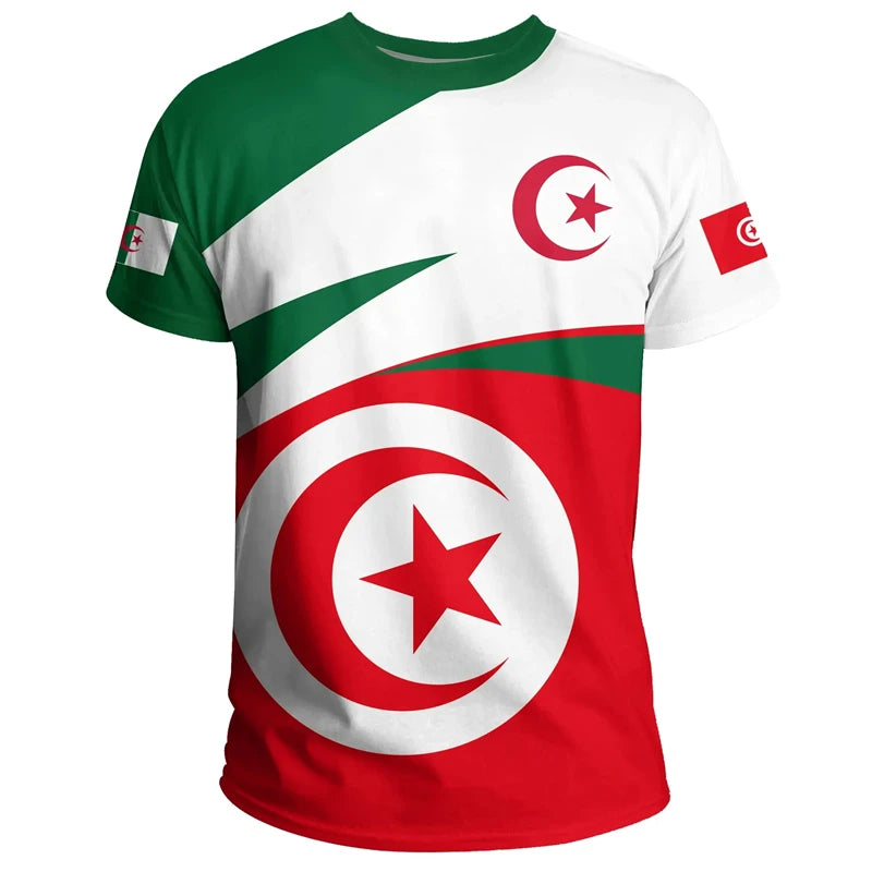 Tunisia Flag 3D T-Shirt – National Emblem Unisex Sports Streetwear Tee