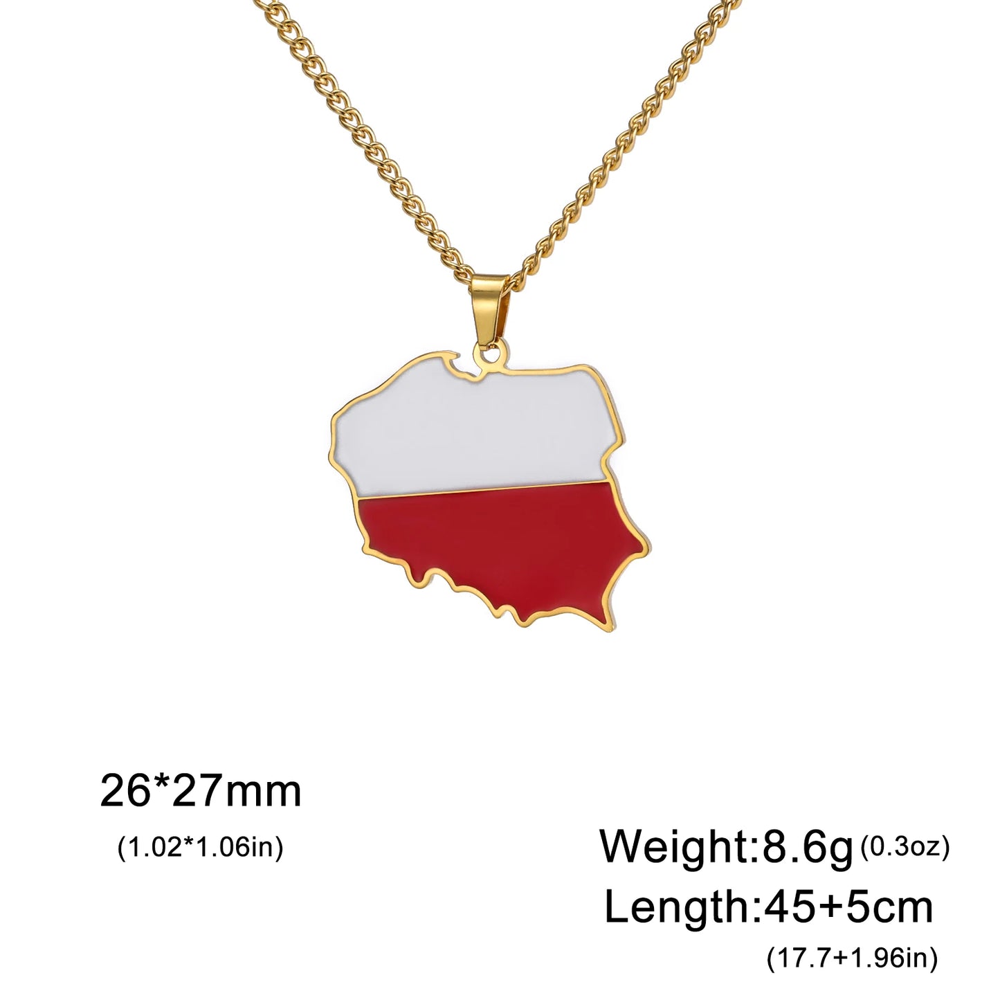 Poland Map Oil Drop Colour Pendant Necklace - Stainless Steel Flag Map Jewelry for Men & Women