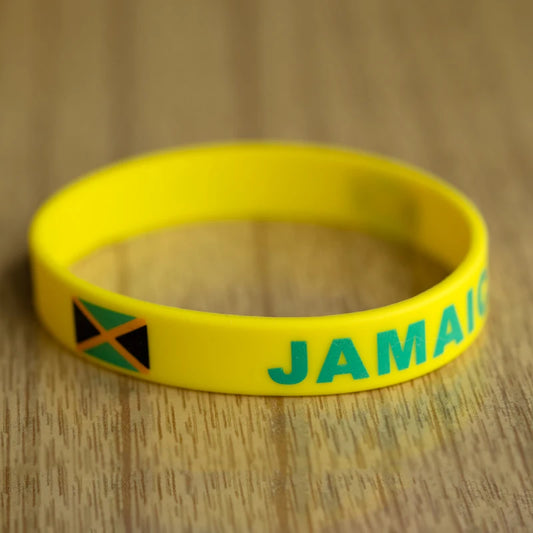 2pcs Jamaica National Flag Wristbands - Sport Silicone Rubber Bracelets, Fashion & Commemorative Accessory