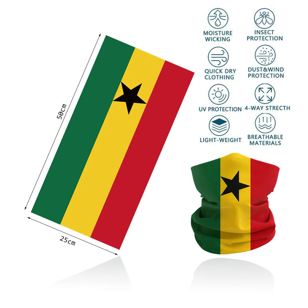 African Flag Bandana Neck Gaiter UV Protection Seamless Face Cover
