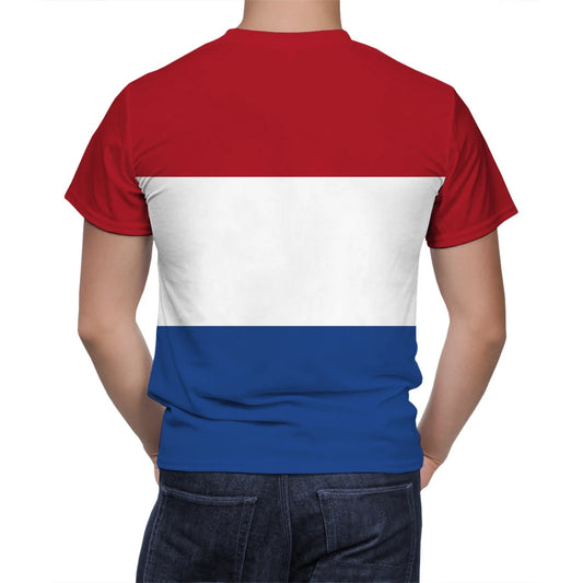 Men’s 3D Netherlands Flag T-Shirt – Graphic Short Sleeve Hip Hop Tee