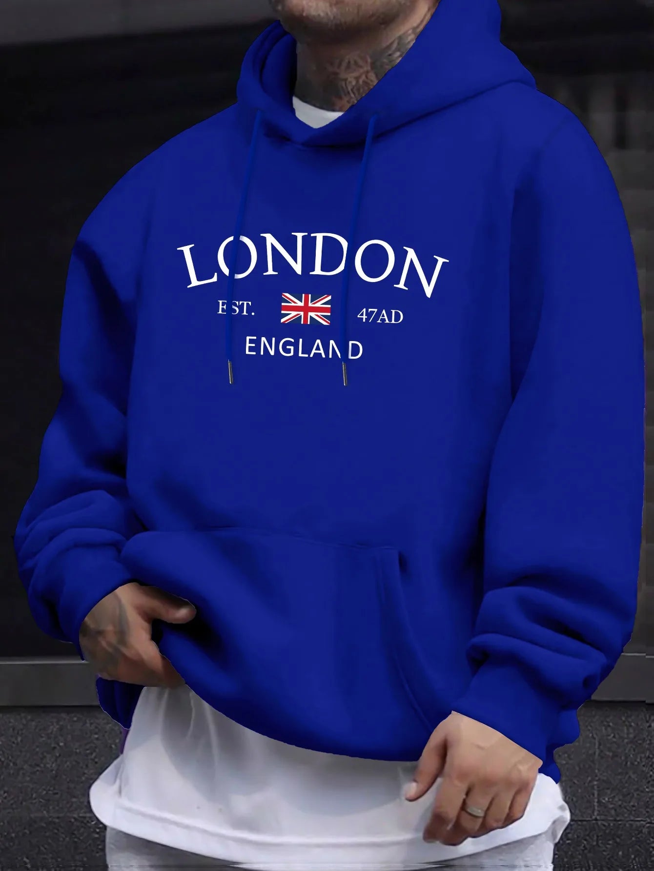 London England Flag Print Hoodie - Men’s Stylish Long Sleeve Regular Fit Sweatshirt
