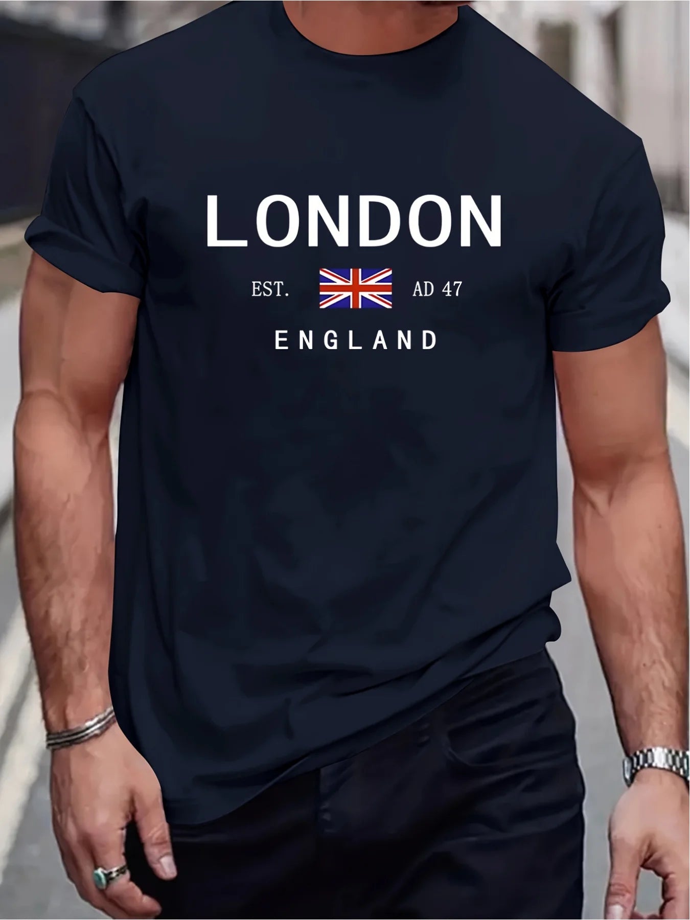 Men’s London England Cotton T-Shirt - Summer Casual Loose Round Neck Short Sleeve