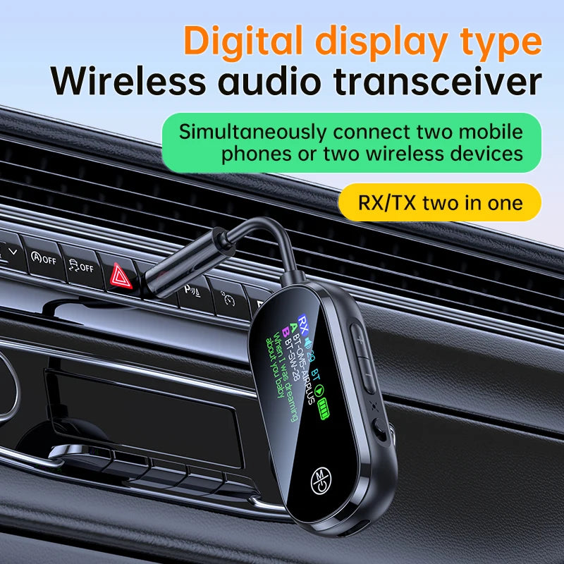 Bluetooth 5.4 2-in-1 Transmitter Receiver AUX Adapter for TV Car Plane