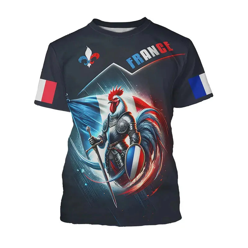 France Retro Flag T-Shirt – Oversized Streetwear Football Harajuku Tee