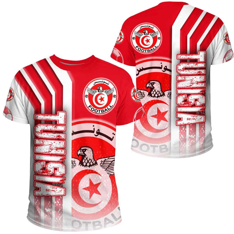 Tunisia Flag 3D T-Shirt – National Emblem Unisex Sports Streetwear Tee