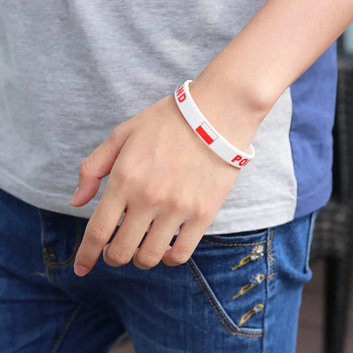 2pcs Poland Flag Silicone Bracelets - Sport Rubber Wristbands for Men & Women