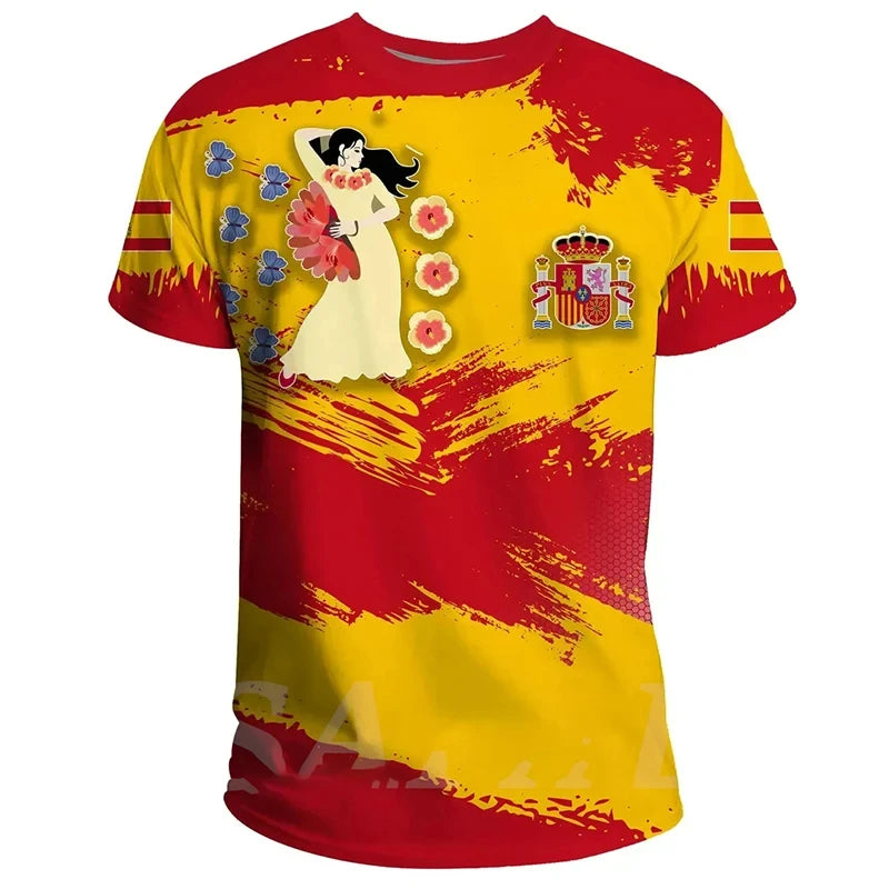 Spain Flag Coat of Arms 3D T-Shirt – Oversized Y2K Unisex Tee