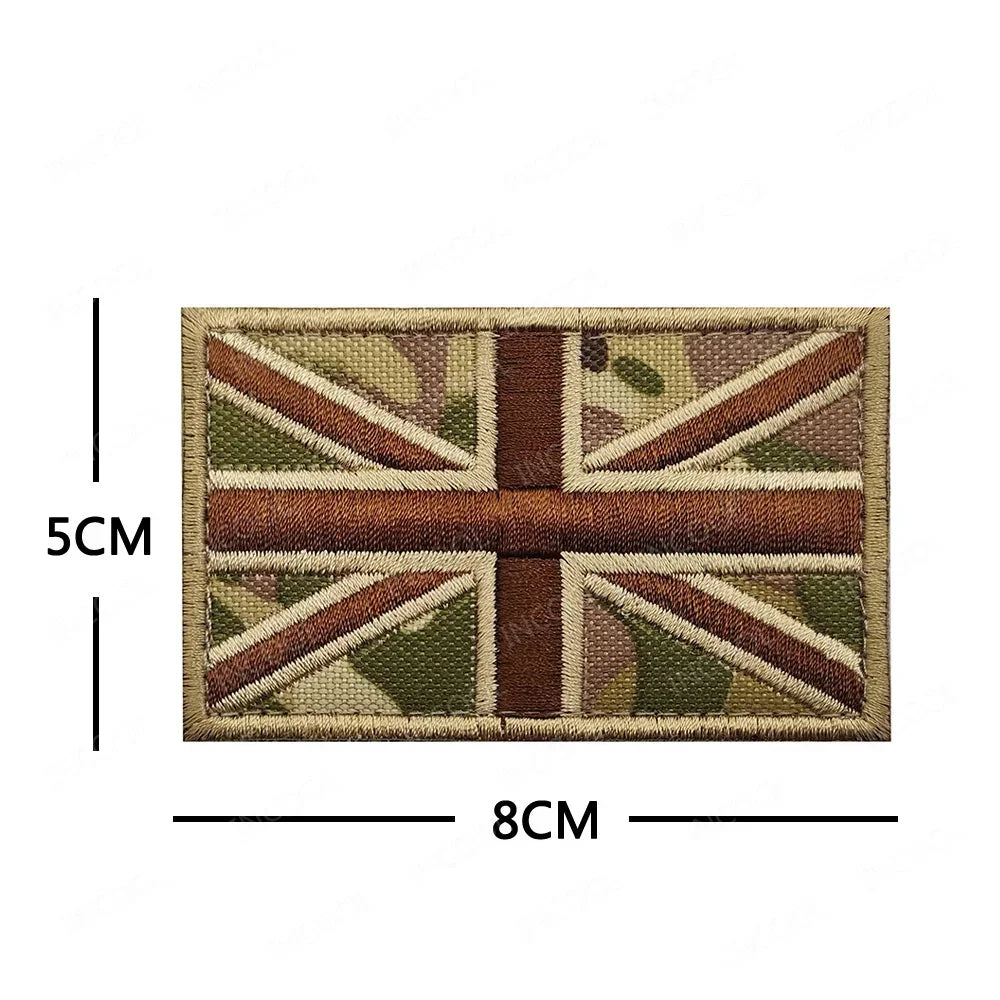 UK British Flag Embroidered Patch Hook Loop Reflective Badge Applique