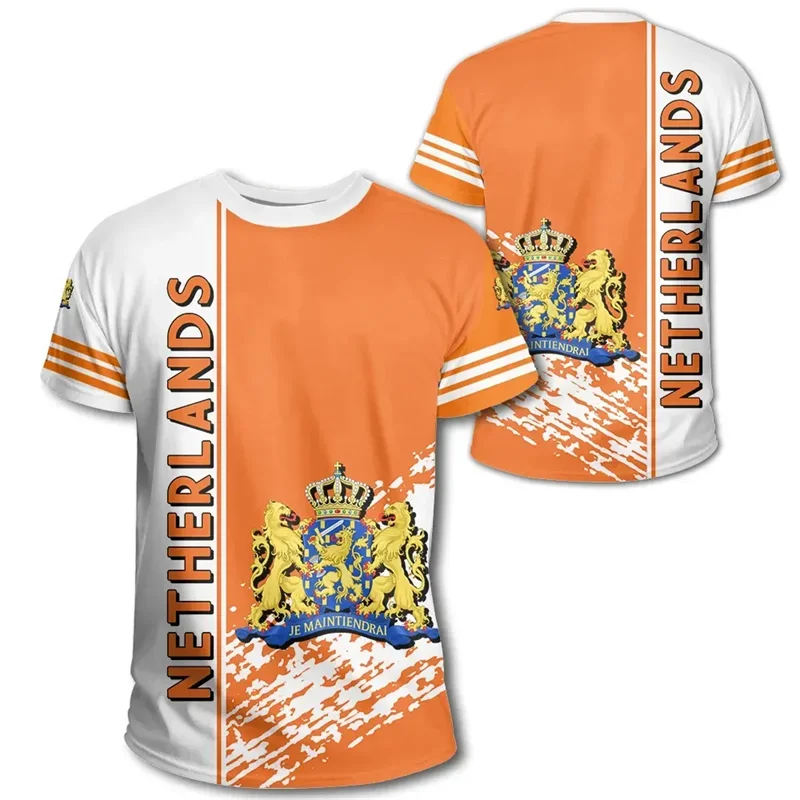 Netherlands Flag T-Shirt – Men’s 3D Printed Orange Oversized Tee