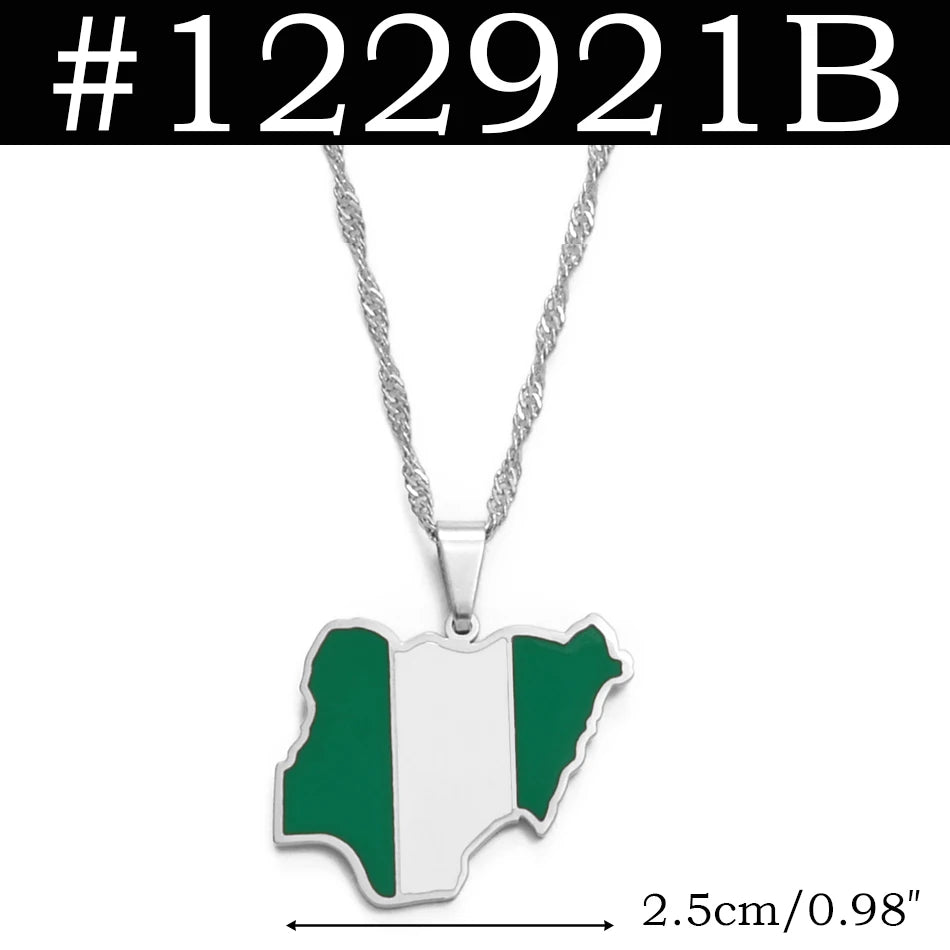 Anniyo Colorful Flags Pendant Necklace – Nigeria, Ghana, Jamaica, Guyana Map