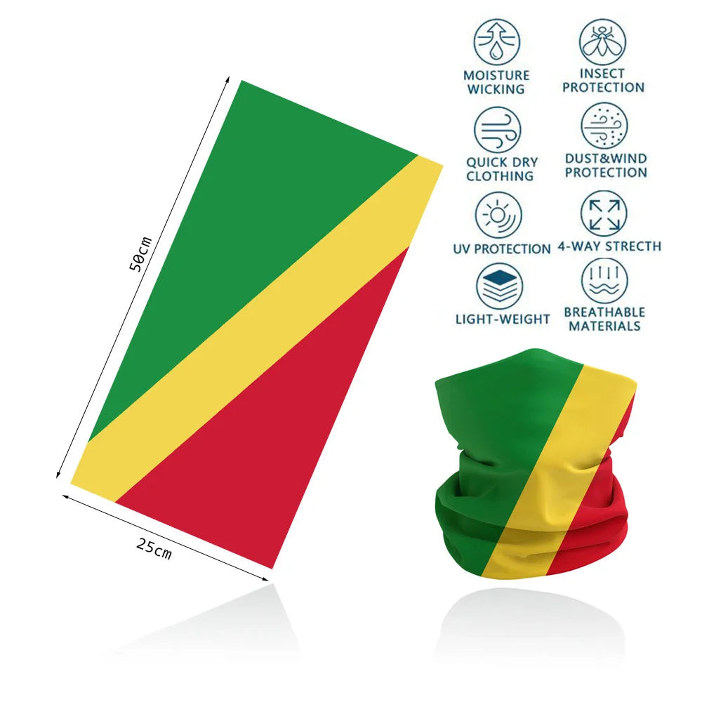 African Flag Bandana Neck Gaiter UV Protection Seamless Face Cover