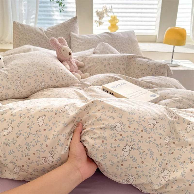 Bonenjoy Floral Duvet Cover Set 3pcs Soft Polyester Bedding Set