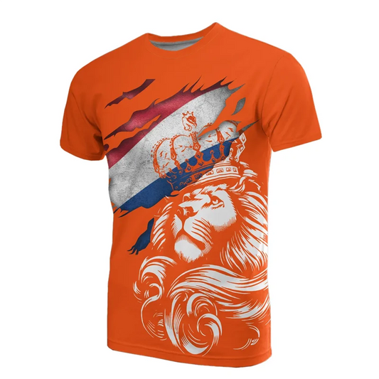 Netherlands Flag T-Shirt – Men’s 3D Printed Orange Oversized Tee