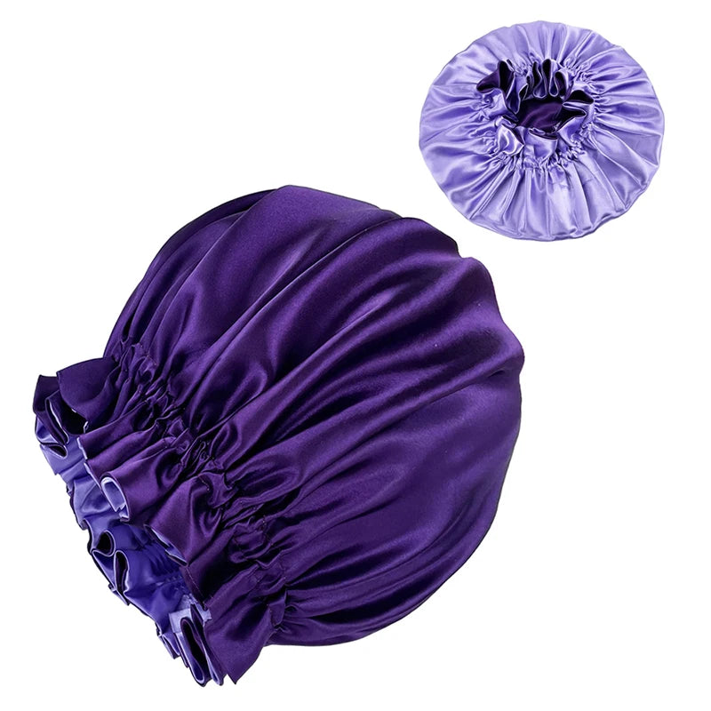 Double Layer Satin Bonnet – Large Reversible Silky Sleep Cap for Women Hair Protection
