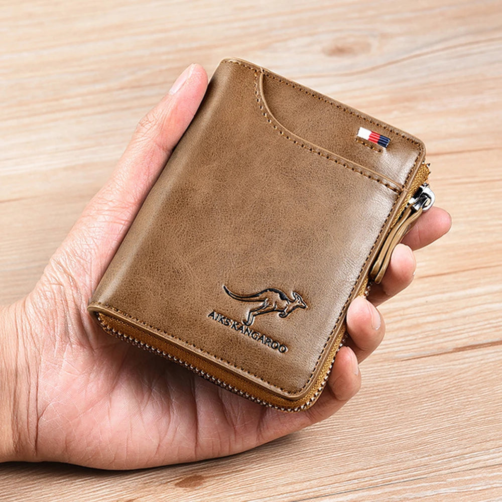 RFID Blocking Leather Card Holder – Anti-Theft Clutch & Short Men’s Wallet