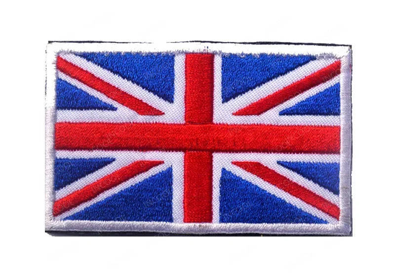 UK British Flag Embroidered Patch Hook Loop Reflective Badge Applique