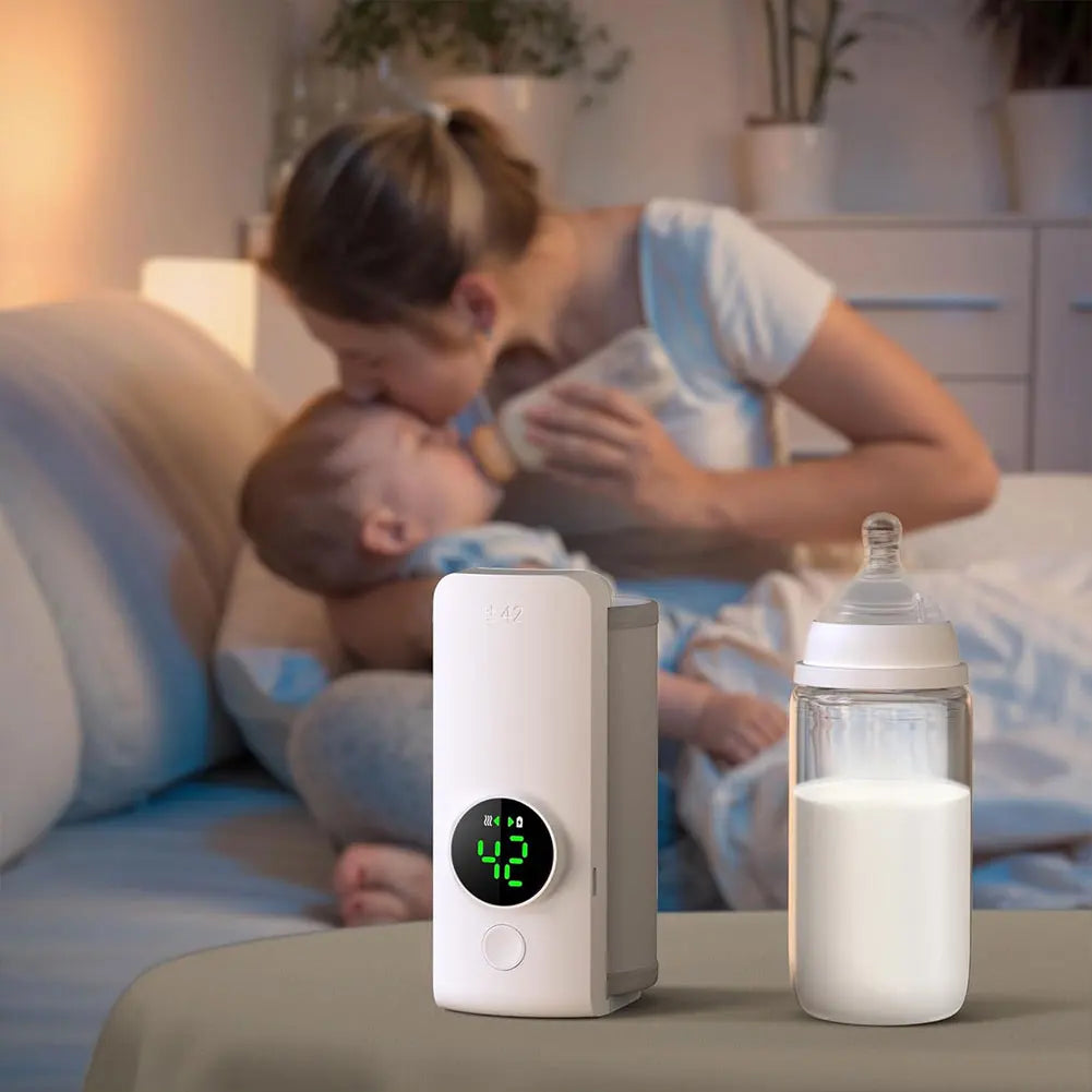 Portable Rechargeable Bottle Warmer with Temperature Control for Baby Milk