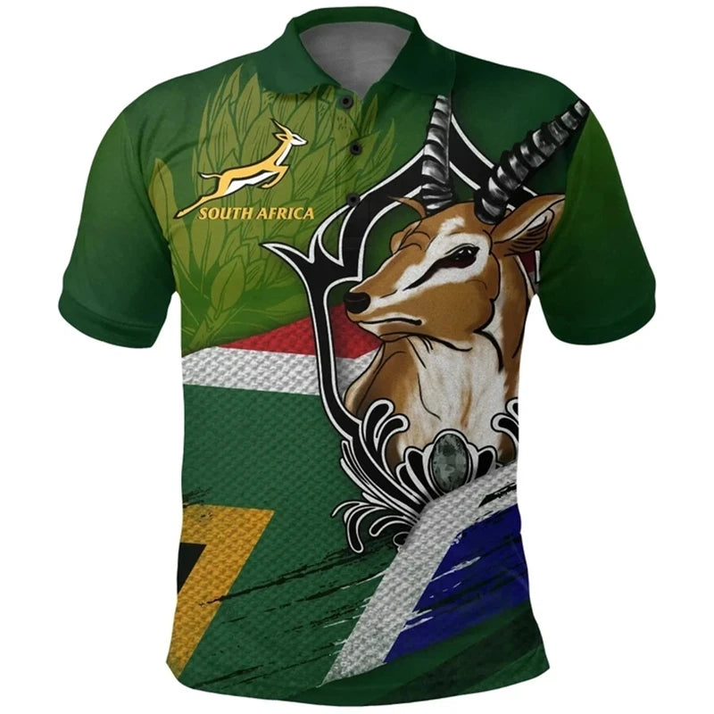 South Africa Map Flag 3D Polo Shirt – Men’s Springbok Sport Jersey Top