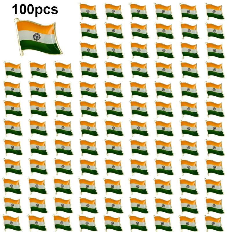 India Flag Lapel Pins - 1–100pcs National Flag Badge Brooches for Clothing
