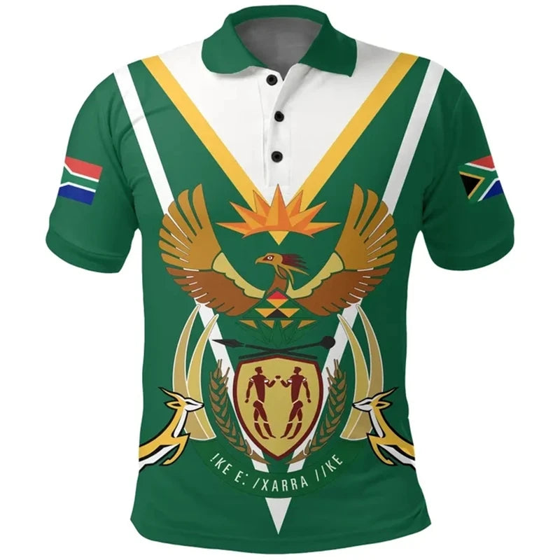 South Africa Map Flag 3D Polo Shirt – Men’s Springbok Sport Jersey Top