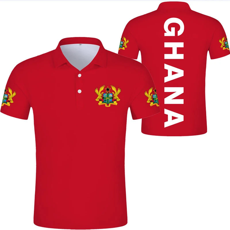 Ghana Flag Graphic Polo Shirt – National Emblem & Map Jersey Top for Men & Kids
