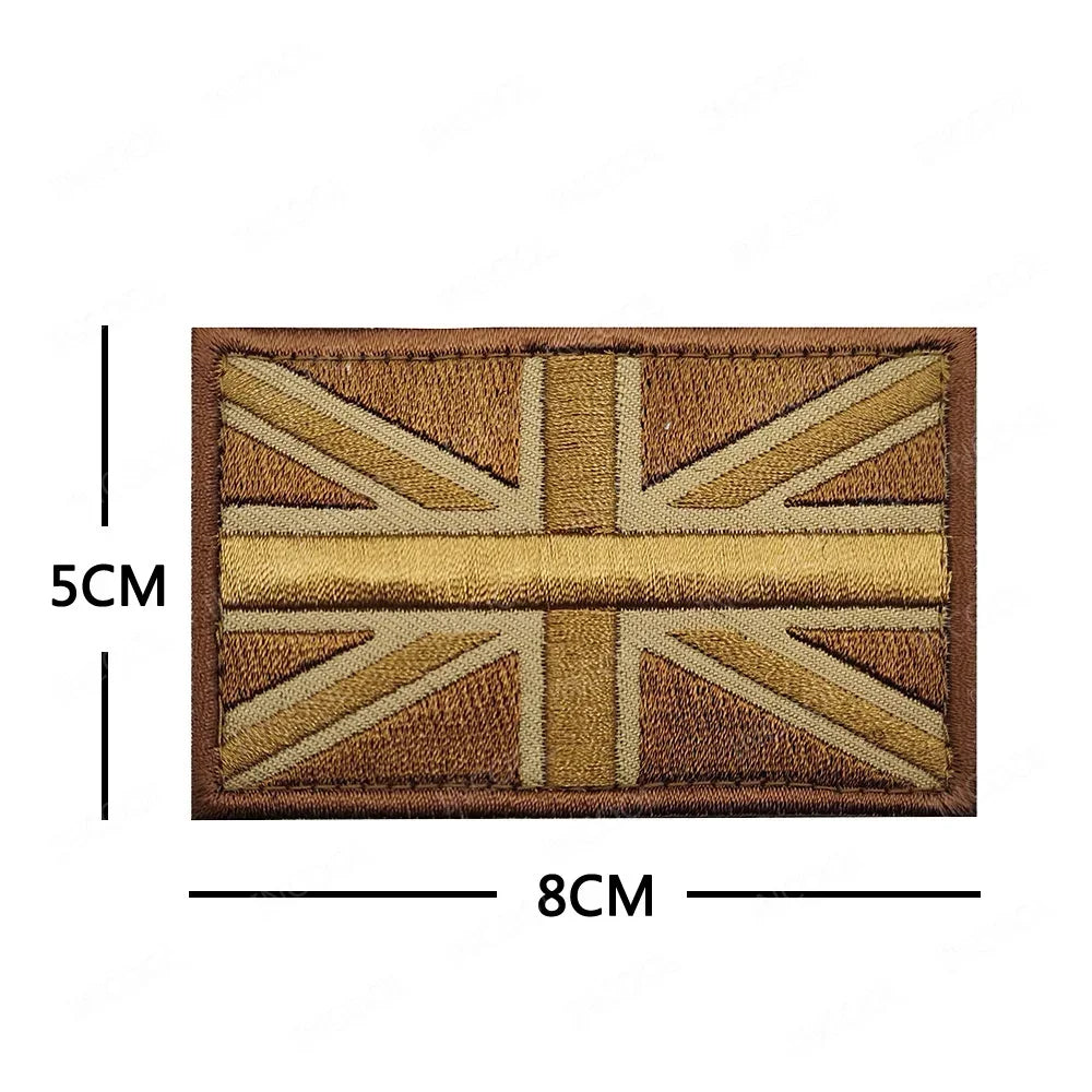 UK British Flag Embroidered Patch Hook Loop Reflective Badge Applique