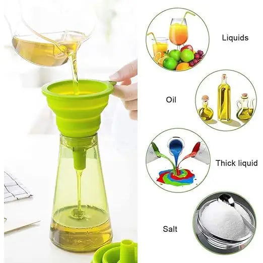 Silicone Foldable Funnel Set Collapsible Kitchen Oil Wine Liquid Tool