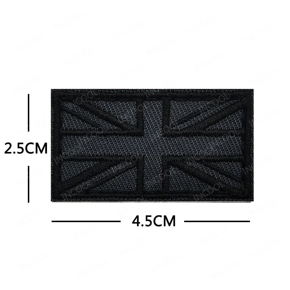 UK British Flag Embroidered Patch Hook Loop Reflective Badge Applique