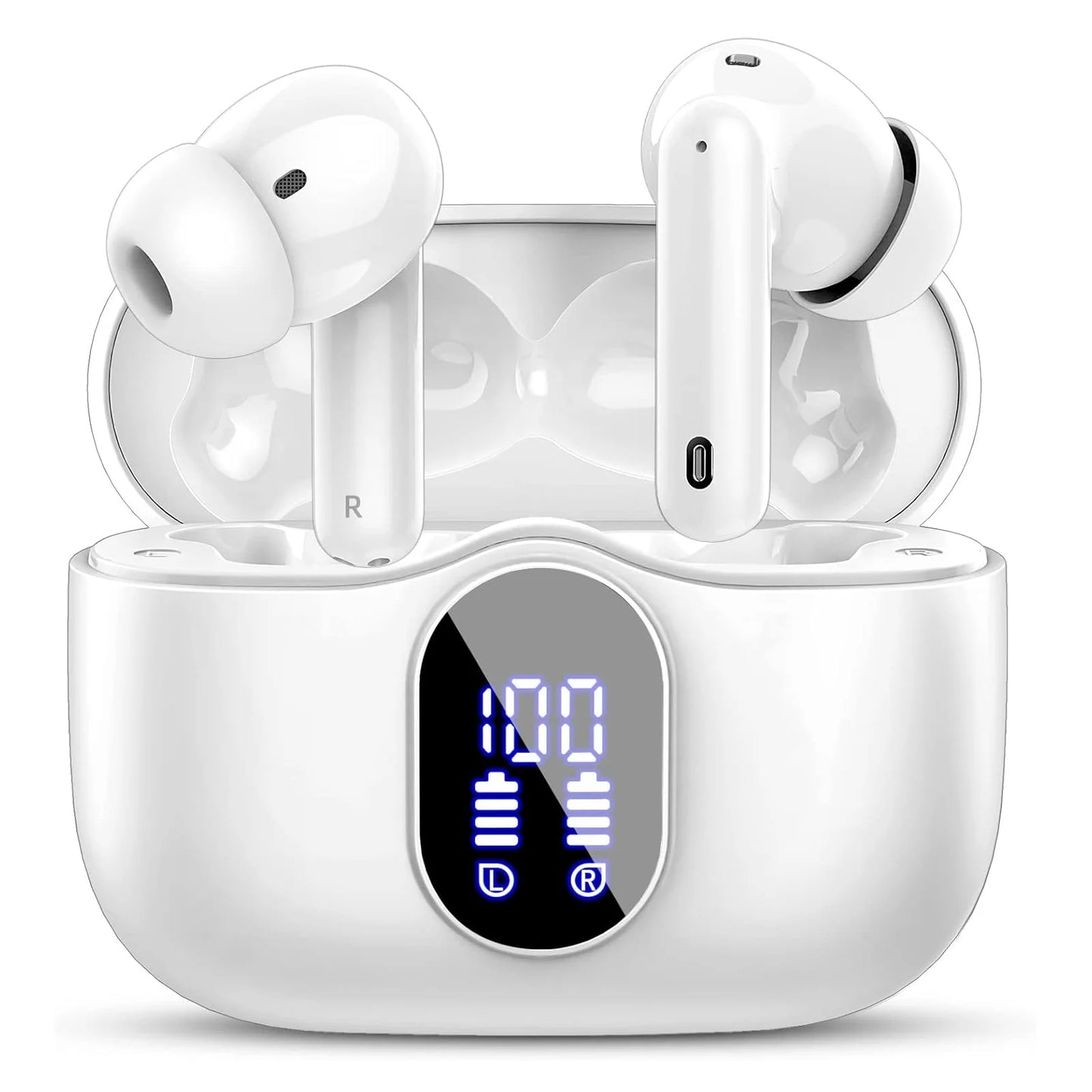 Wireless Bluetooth 5.3 Earbuds with 4 ENC Mics & 36H Playtime + LED Display