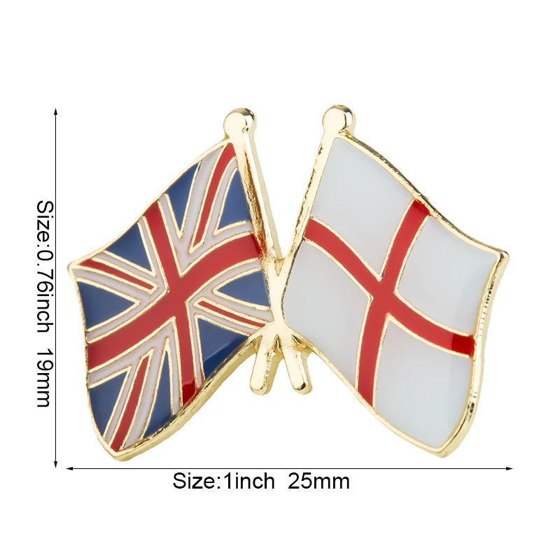 England Flag Lapel Pin Metal Brooch UK Badge Butterfly Clutch Unisex