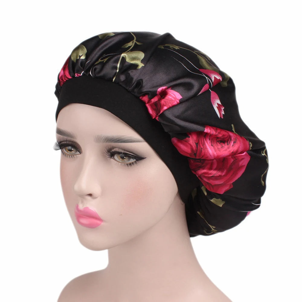 Soft Satin Sleep Hat for Women – Elastic Wide Band Night Bonnet Hair Loss & Chemo Care Cap