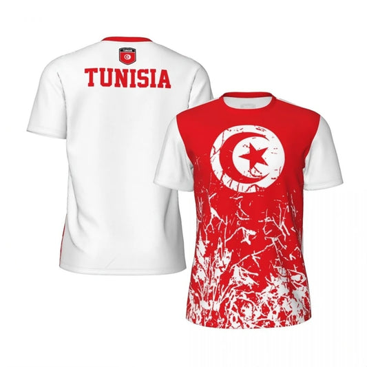Tunisia Flag 3D Sports T-Shirt – Quick Dry Breathable Football Jersey