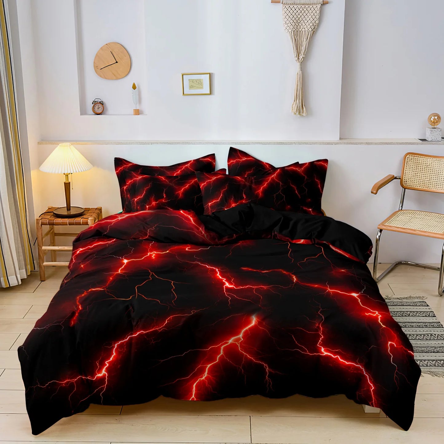 Lightning Thunder Duvet Cover Set 3pcs Soft Polyester Bedding Queen King