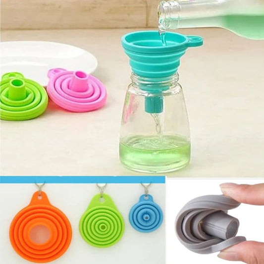 Silicone Foldable Funnel Set Collapsible Kitchen Oil Wine Liquid Tool