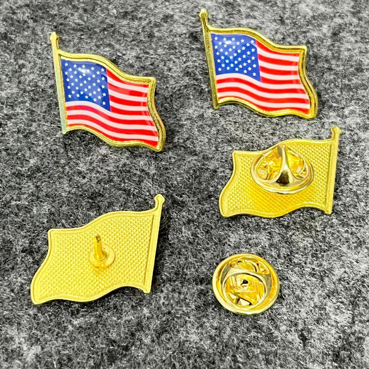 Patriotic Flag Brooch Pins Set Metal Lapel Badge Bulk Gift Jewelry