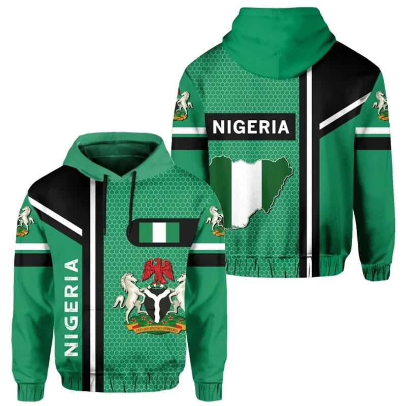 Nigeria Flag Map Hoodie 3D Print Unisex Casual Streetwear Pullover