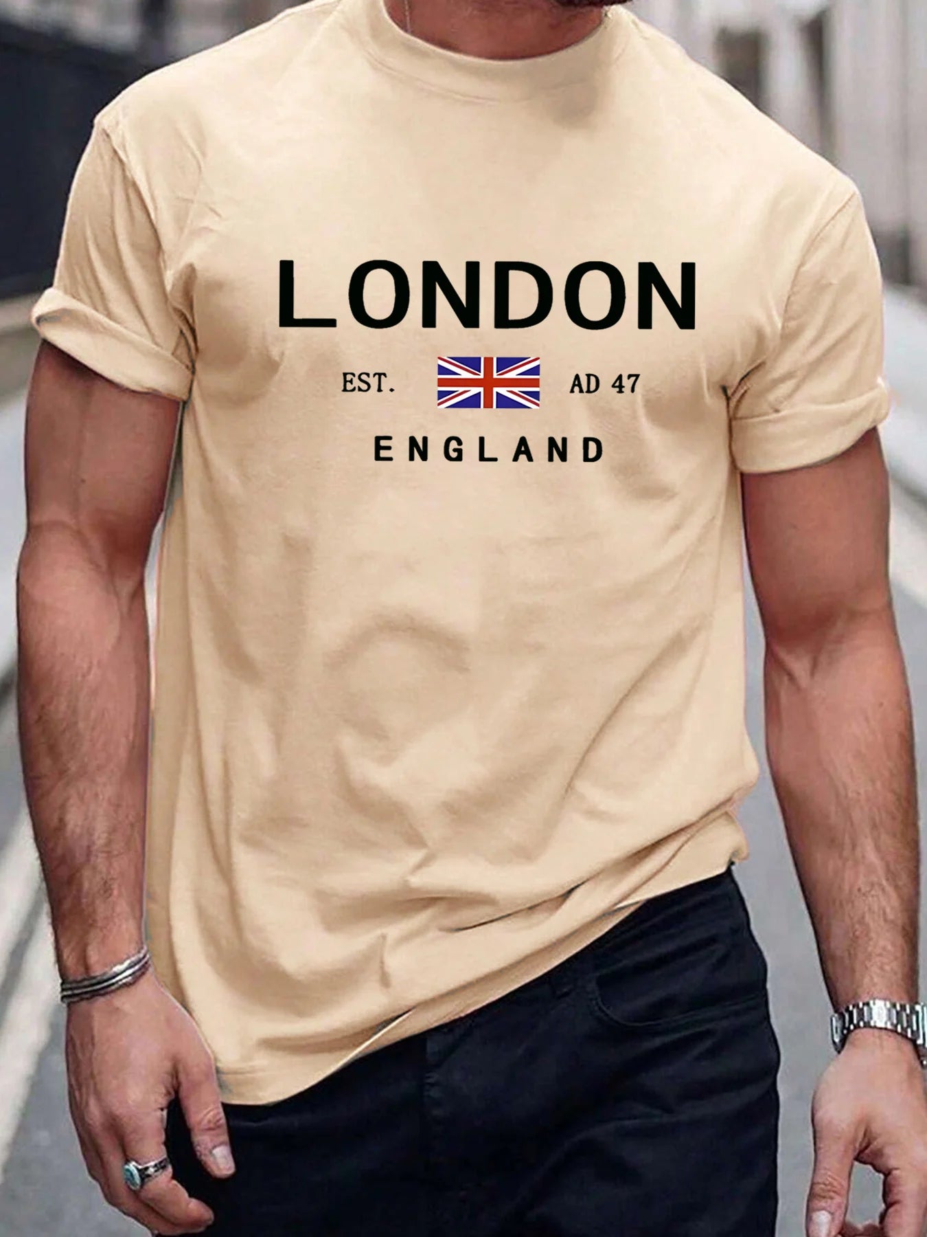 Men’s London England Cotton T-Shirt - Summer Casual Loose Round Neck Short Sleeve