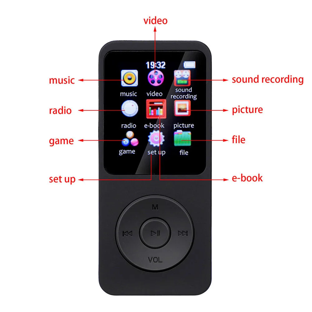 Bluetooth 5.0 MP3 MP4 Player Portable Music Player FM Radio Recorder