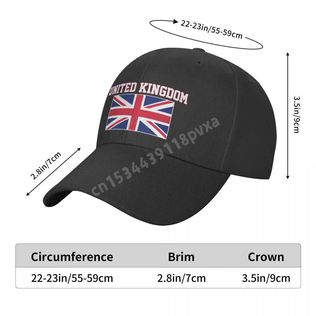 UK Flag Baseball Cap Adjustable Cotton Unisex Casual Outdoor Hat