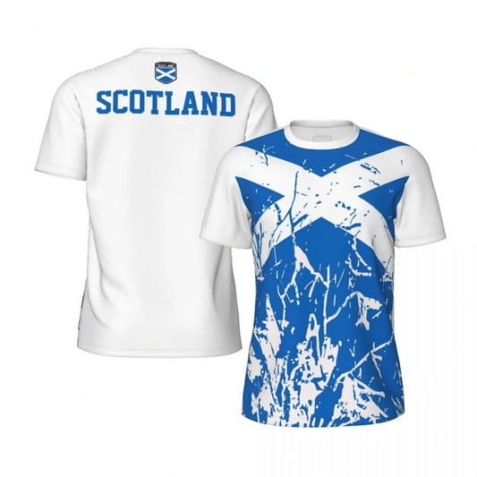 Scotland Flag Graphic Football T-Shirt - Men’s 3D Printed National Emblem Sports Tee