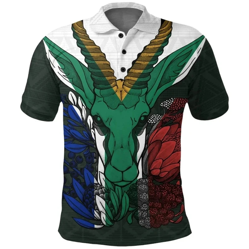 South Africa Map Flag 3D Polo Shirt – Men’s Springbok Sport Jersey Top