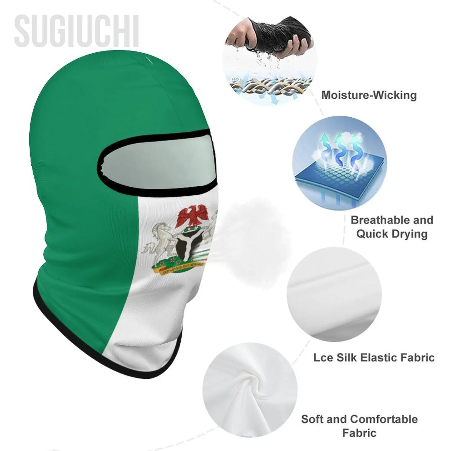 Sugiuchi Nigeria Flag Face Mask Windproof Cycling Balaclava UV Cap