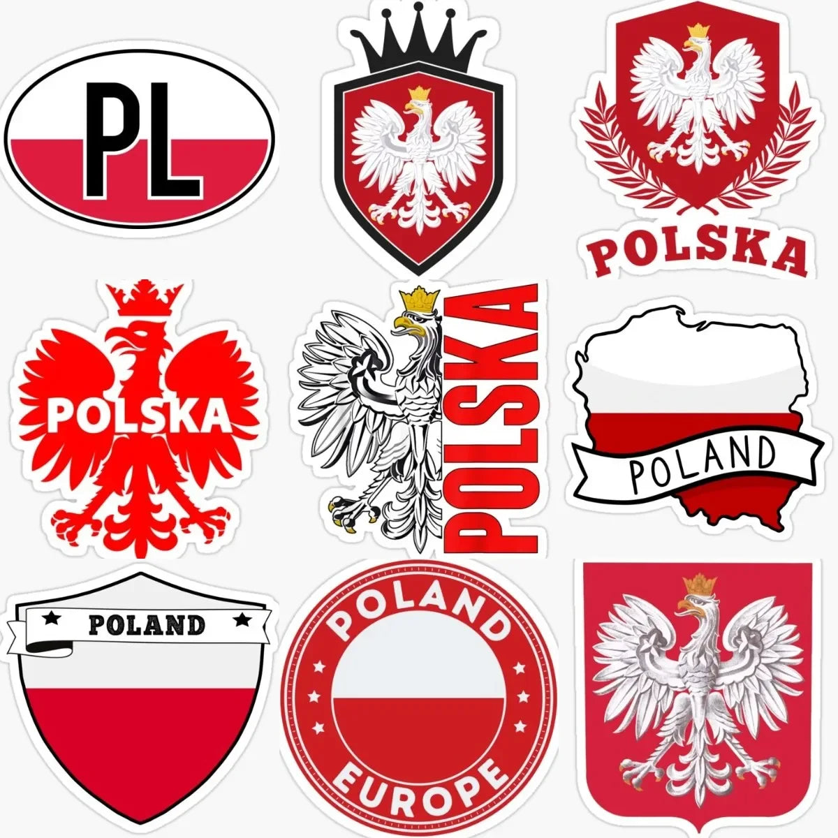 Poland Eagle Flag Skull Stickers - Vinyl Decals for Car, Laptop, Motorcycle & Bike