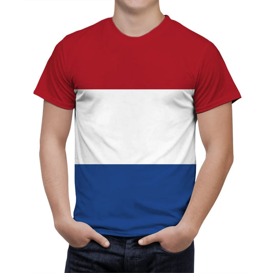 Men’s 3D Netherlands Flag T-Shirt – Graphic Short Sleeve Hip Hop Tee