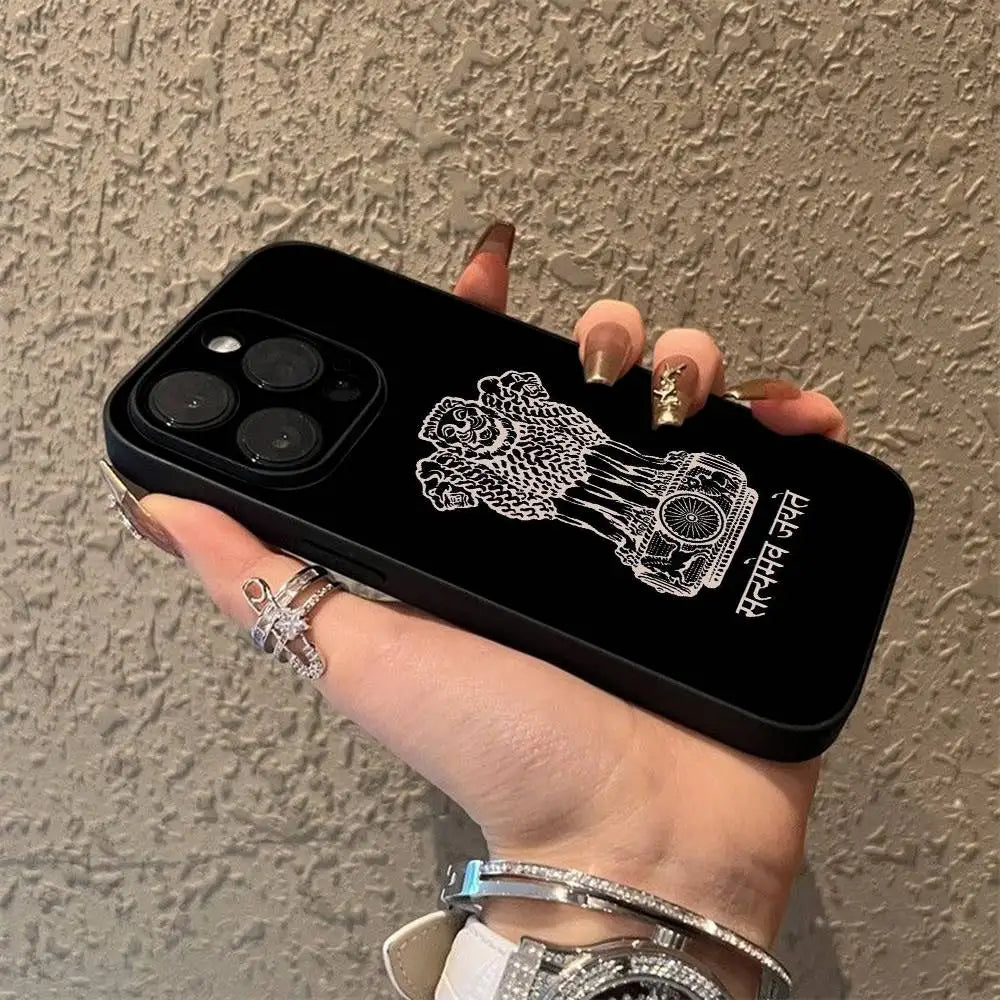 India Flag Phone Case - Soft Black Cover for iPhone 11–17, Pro, Max, Air, Mini