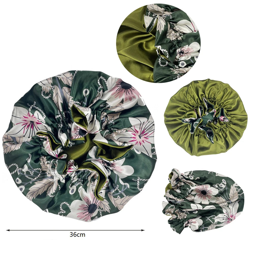 Double Layer Satin Bonnet – Large Reversible Silky Sleep Cap for Women Hair Protection