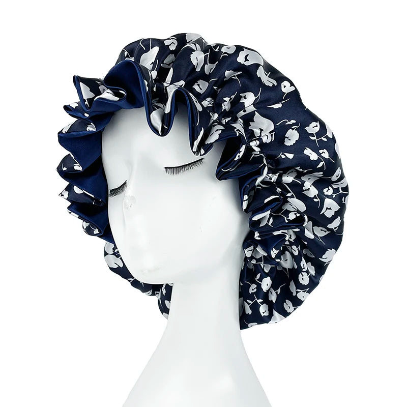 Double Layer Satin Bonnet – Large Reversible Silky Sleep Cap for Women Hair Protection