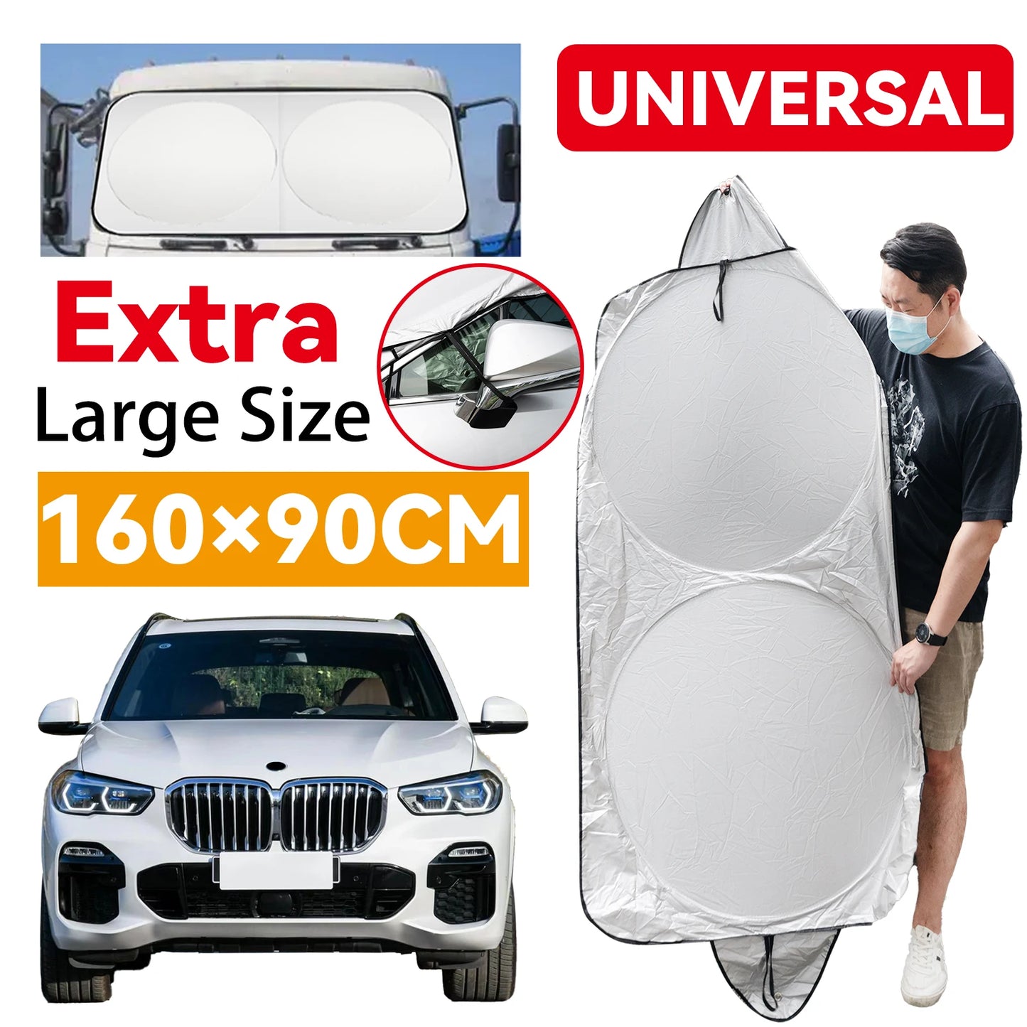 Foldable Car Windshield Sunshade - Reflective UV Block Front Window Cover